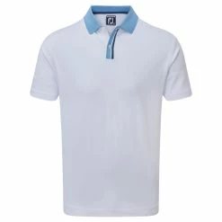 FootJoy Solid With Stripe Placket Pique Polo In Green / Navy