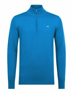 J.Lindeberg Kian Zipped Golf Sweater SS23 In Brilliant Blue