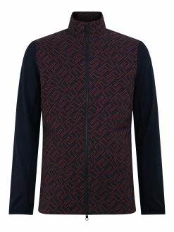 J.Lindeberg Packlight Print Golf Jacket In Navy / Red