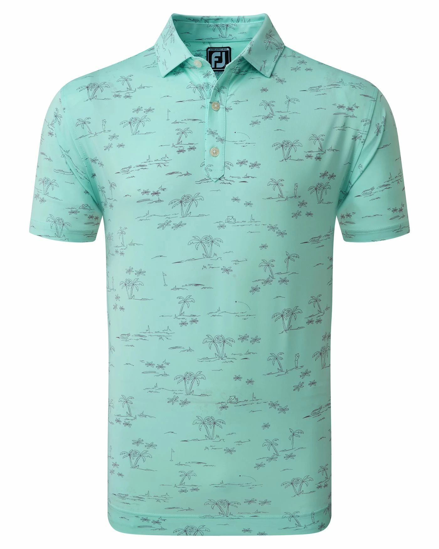 FootJoy Tropic Print Lisle Pique Golf Polo SS23 In Red / White - Image 4