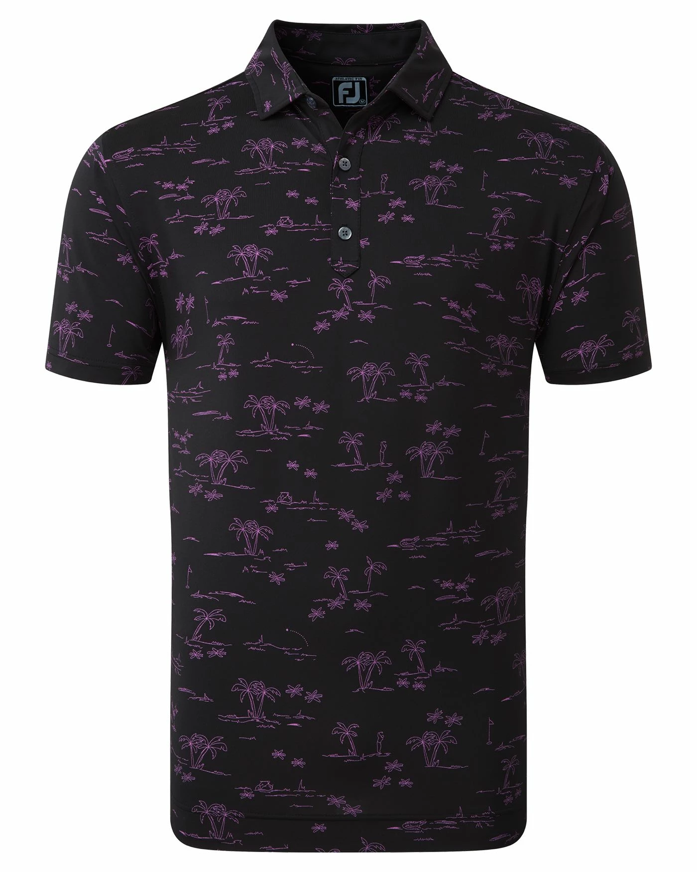 FootJoy Tropic Print Lisle Pique Golf Polo SS23 In Red / White