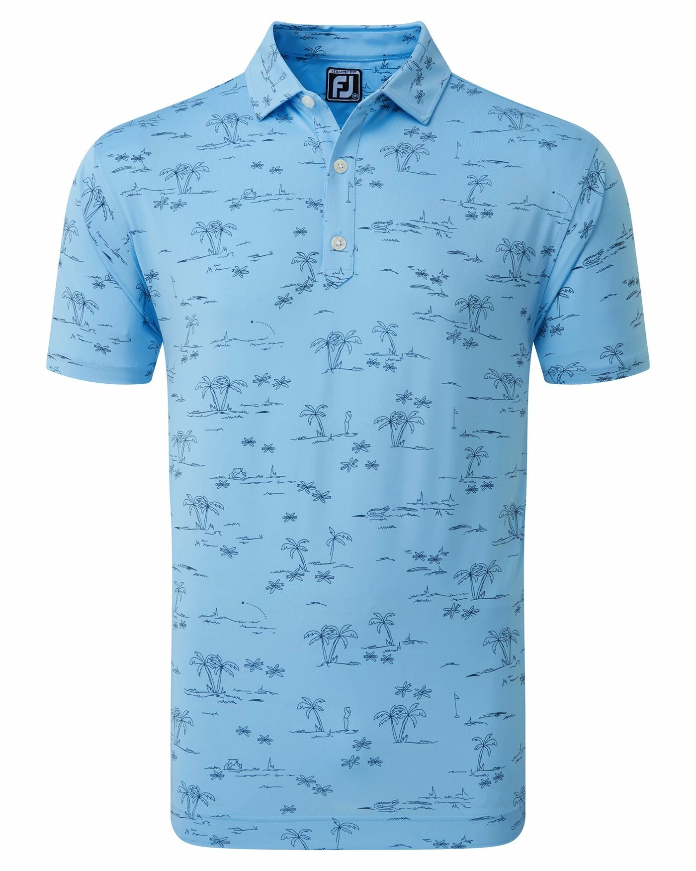 FootJoy Tropic Print Lisle Pique Golf Polo SS23 In Red / White - Image 2