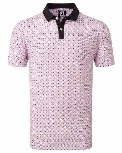 FootJoy Circle Print Pique Golf Polo SS23 In Black / Orchid / Violet / White