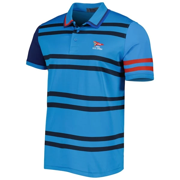 Men's 2023 U.S. Open G/Fore Blue Variegated Stripe Polo - Image 3