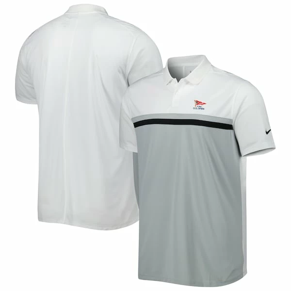 Men's 2023 U.S. Open Nike White/Gray Victory Colorblock Performance Polo - Image 2