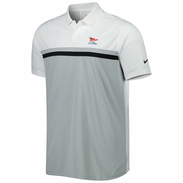 Men's 2023 U.S. Open Nike White/Gray Victory Colorblock Performance Polo - Image 3