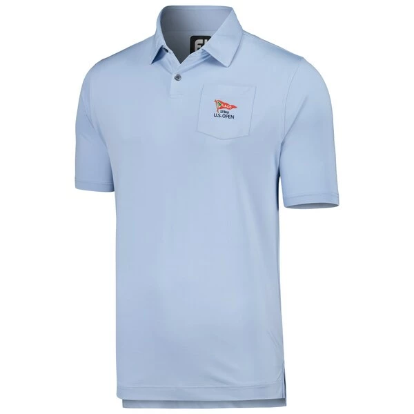 Men's 2023 U.S. Open FootJoy Light Blue Solid Trim Lisle Polo - Image 3