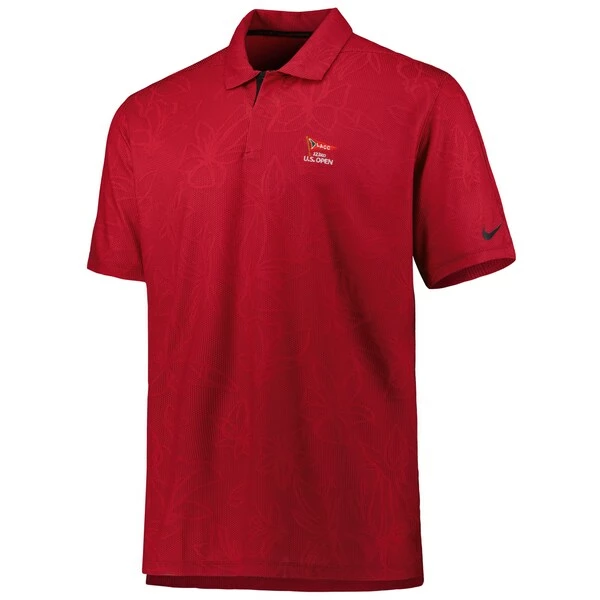 Men's 2023 U.S. Open Nike Red Tiger Woods Collection Floral Jacquard Performance Polo - Image 3