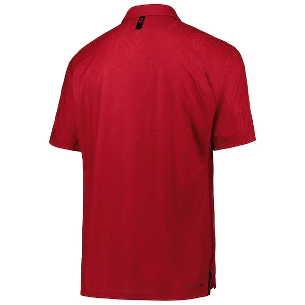 Men's 2023 U.S. Open Nike Red Tiger Woods Collection Floral Jacquard Performance Polo - Image 4