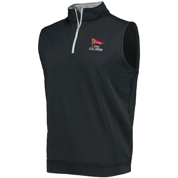 Men's 2023 U.S. Open Peter Millar Black Logo Galway Performance Quarter-Zip Vest - Image 3