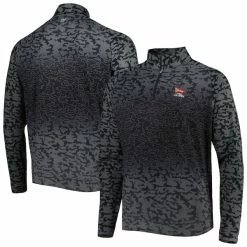 Men's 2023 U.S. Open Peter Millar Black Perth Camo Performance Quarter-Zip Raglan Sweatshirt