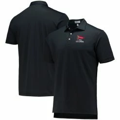 Men's 2023 U.S. Open Peter Millar Black Solid Performance Mesh Polo