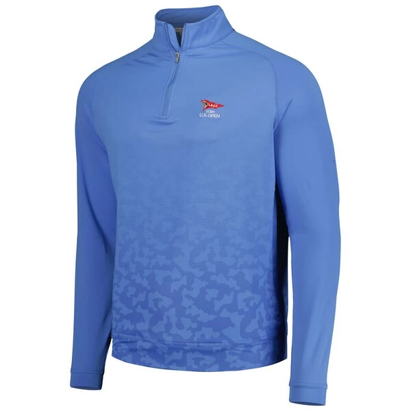 Men's 2023 U.S. Open Peter Millar Light Blue Perth Dip-Dye Camo Performance Raglan Quarter-Zip Jacket - Image 3