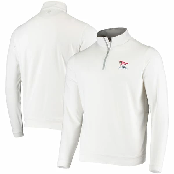 Men's 2023 U.S. Open Peter Millar White Perth Performance Quarter-Zip Sweatshirt - Image 2