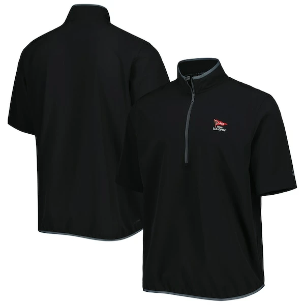 Men's 2023 U.S. Open Under Armour Black Voyager Half-Zip Short Sleeve Windbreaker Jacket