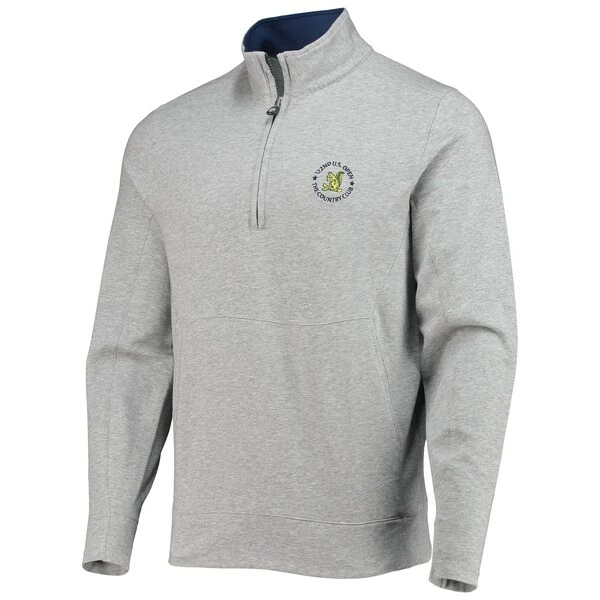 B DRADDY Men's 2022 U.S. Open B. Draddy Heathered Gray/Navy Russel Quarter-Zip Jacket - Image 3