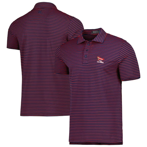 Men's 2023 U.S. Open G/Fore Navy/Red Perforated Stripe Tri-Blend Polo - Image 2