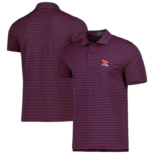 Men's 2023 U.S. Open G/Fore Navy/Red Perforated Stripe Tri-Blend Polo