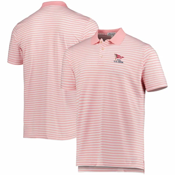 Men's 2023 U.S. Open Peter Millar Pink/White Ramon Performance Jersey Polo - Image 2