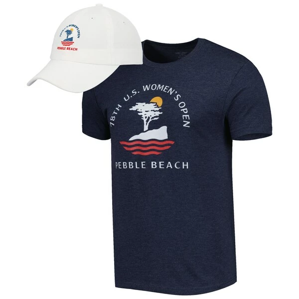Men's 2023 U.S. Women's Open Imperial Heather Navy/White Tri-Blend T-Shirt And Adjustable Hat Set