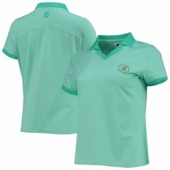 Women's 2022 U.S. Open FootJoy Green Stretch Lisle End On End V-Neck Polo