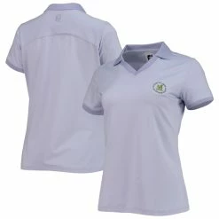 Women's 2022 U.S. Open FootJoy Purple Stretch Lisle End On End V-Neck Polo