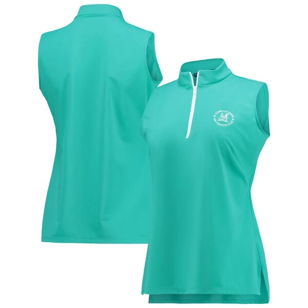 Women's 2022 U.S. Open Katherine Way Teal Lenox Sleeveless Quarter-Zip Polo - Image 2