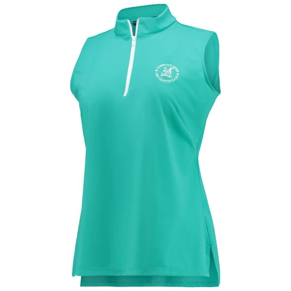 Women's 2022 U.S. Open Katherine Way Teal Lenox Sleeveless Quarter-Zip Polo - Image 3