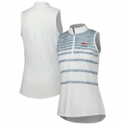 Women's 2023 U.S. Open Adidas Navy Herringbone Sleeveless Polo