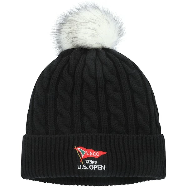 Women's 2023 U.S. Open Ahead Black Pomfret Cuffed Knit Hat With Pom