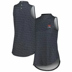 Women's 2023 U.S. Open Peter Millar Black Scottie Sleeveless Polo
