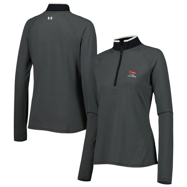 Women's 2023 U.S. Open Under Armour Black Stripe Raglan Quarter-Zip Jacket