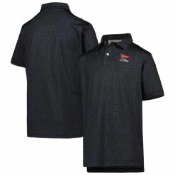 Youth 2023 U.S. Open Peter Millar Black Knock Out Performance Jersey Polo