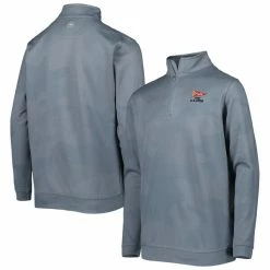 Youth 2023 U.S. Open Peter Millar Gray Perth Camo Performance Jacquard Quarter-Zip Sweatshirt